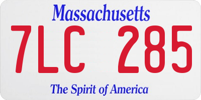 MA license plate 7LC285