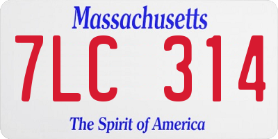 MA license plate 7LC314