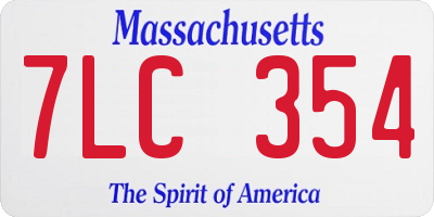 MA license plate 7LC354