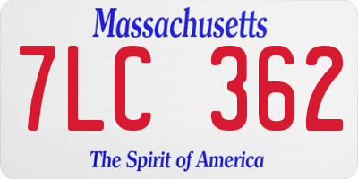 MA license plate 7LC362
