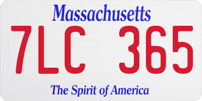 MA license plate 7LC365