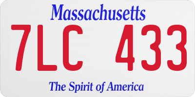 MA license plate 7LC433