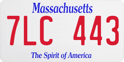 MA license plate 7LC443