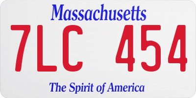 MA license plate 7LC454