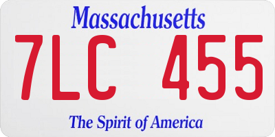 MA license plate 7LC455