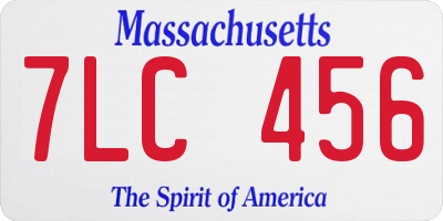 MA license plate 7LC456