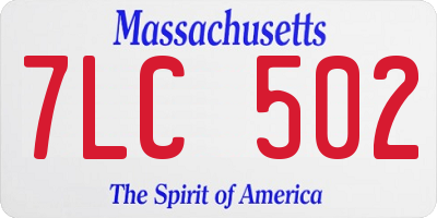 MA license plate 7LC502