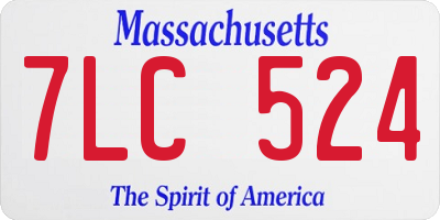 MA license plate 7LC524