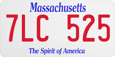 MA license plate 7LC525