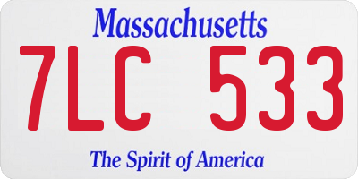 MA license plate 7LC533