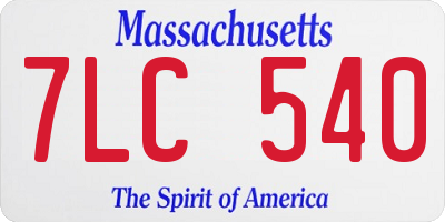 MA license plate 7LC540