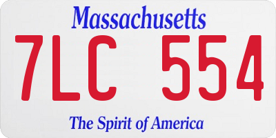 MA license plate 7LC554