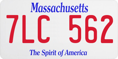 MA license plate 7LC562