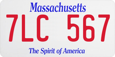 MA license plate 7LC567