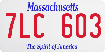 MA license plate 7LC603