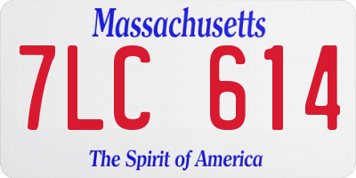 MA license plate 7LC614