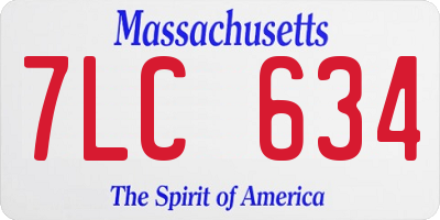 MA license plate 7LC634