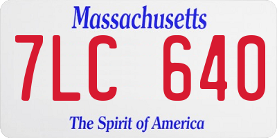 MA license plate 7LC640