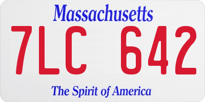 MA license plate 7LC642