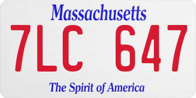 MA license plate 7LC647
