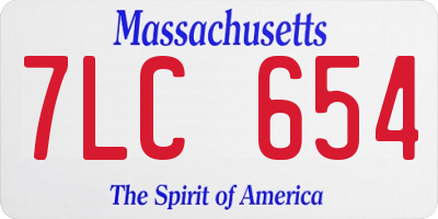 MA license plate 7LC654