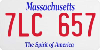 MA license plate 7LC657