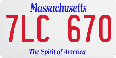 MA license plate 7LC670