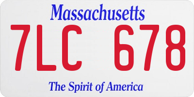 MA license plate 7LC678