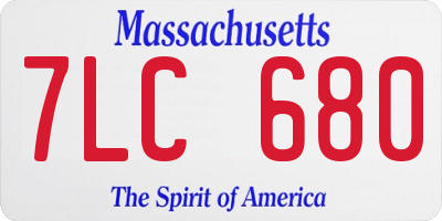 MA license plate 7LC680