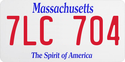 MA license plate 7LC704