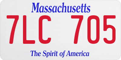 MA license plate 7LC705