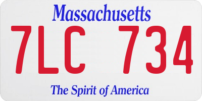 MA license plate 7LC734