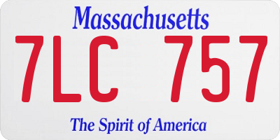 MA license plate 7LC757