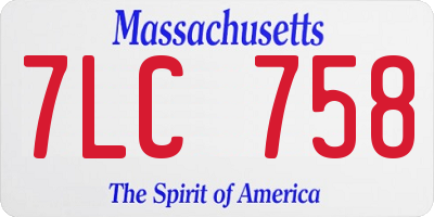 MA license plate 7LC758