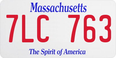 MA license plate 7LC763