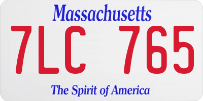 MA license plate 7LC765