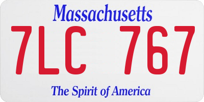 MA license plate 7LC767