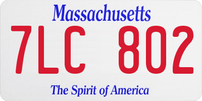 MA license plate 7LC802