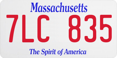 MA license plate 7LC835