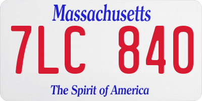 MA license plate 7LC840