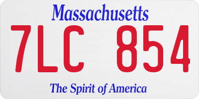 MA license plate 7LC854