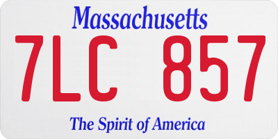 MA license plate 7LC857