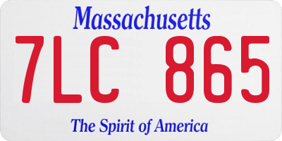 MA license plate 7LC865