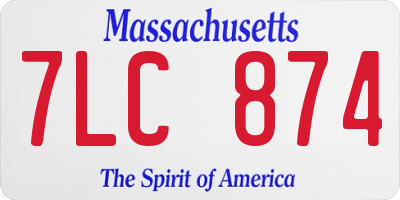 MA license plate 7LC874