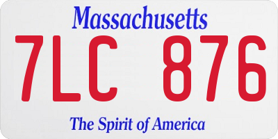 MA license plate 7LC876