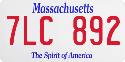 MA license plate 7LC892