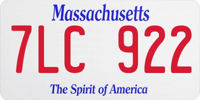 MA license plate 7LC922