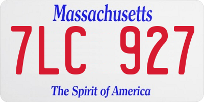 MA license plate 7LC927