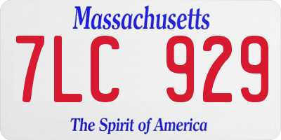 MA license plate 7LC929