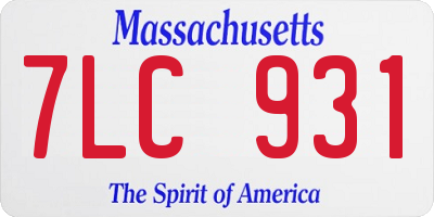 MA license plate 7LC931